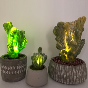 Cactus artificiale del LED nella decorazione succulente del vaso di vetro decorativo