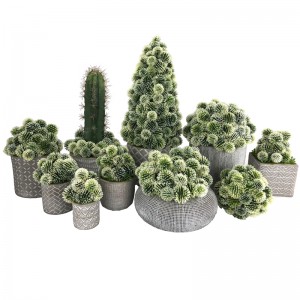 Palla artificiale del cactus nella decorazione succulente del vaso decorativo per la casa o l'ufficio